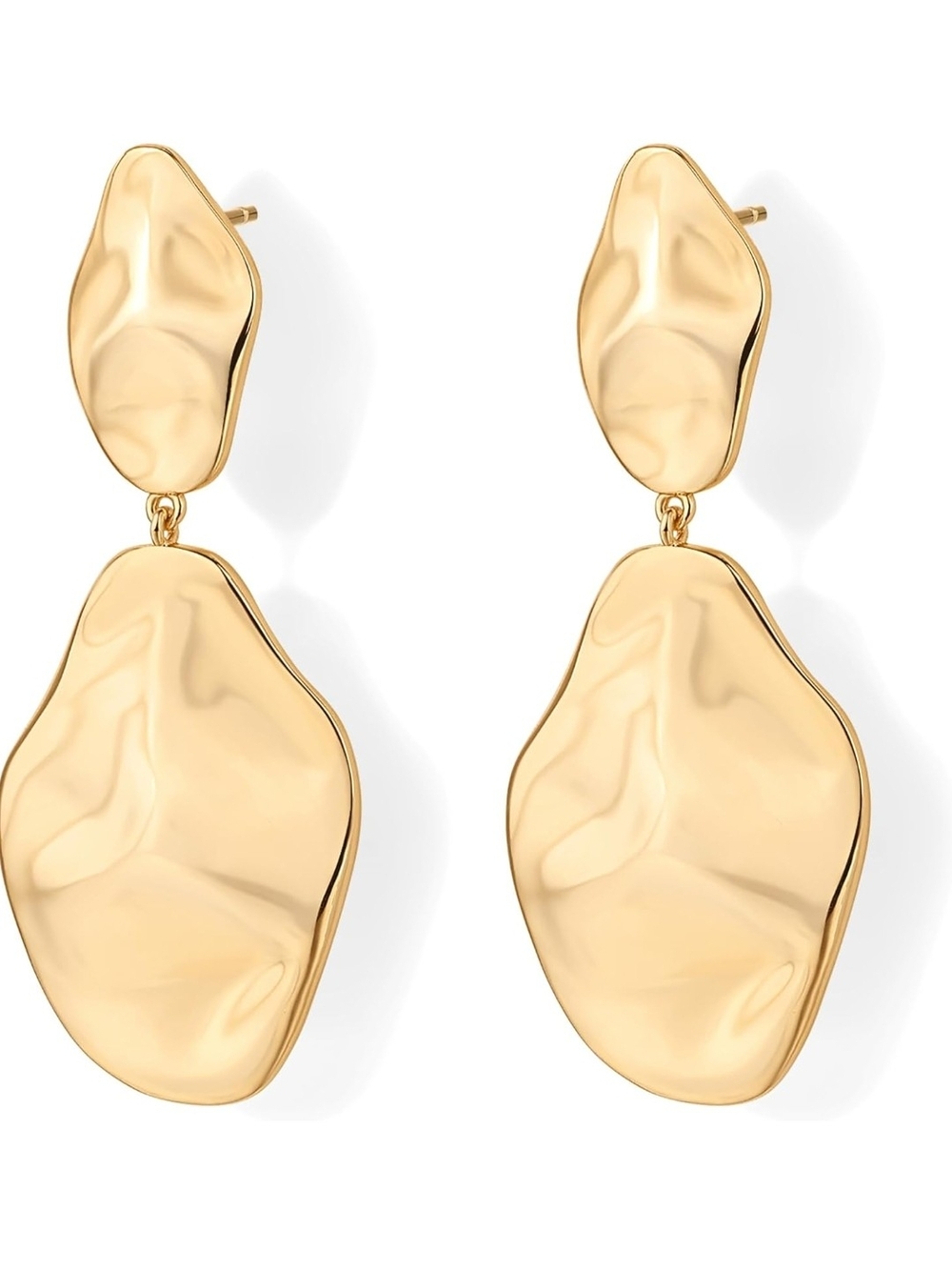 Polished Gold Organic Drop Earrings - Women Jewelry